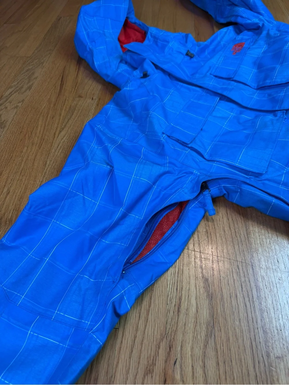 The North Face HyVent Blue Plaid Jacket Mens M Hooded Full Zip Snowboard Ski Sno